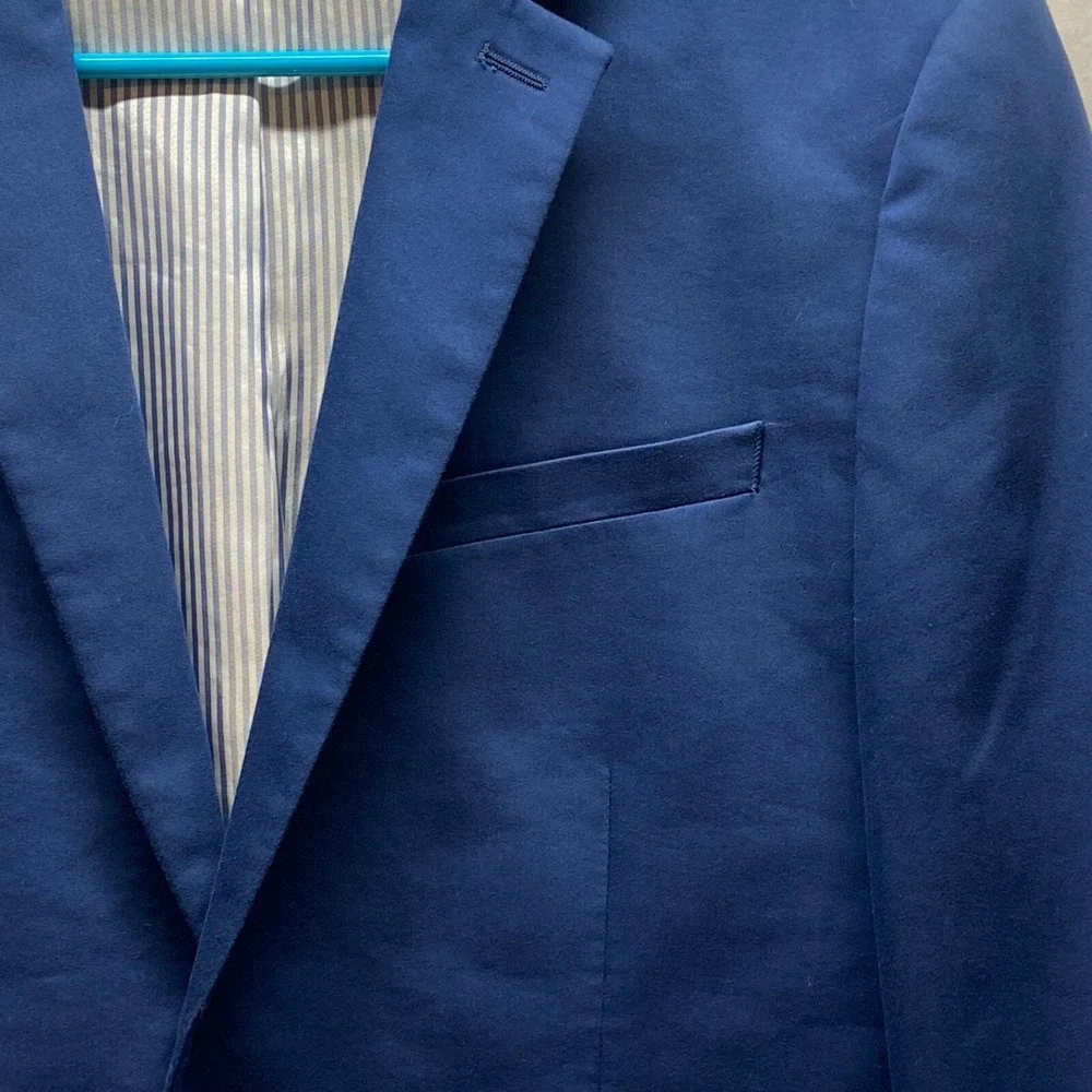 Express Blazer Suit Jacket Men's Medium Navy Blue 2 Button Slim Fit Top Coat EUC